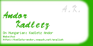 andor kadletz business card